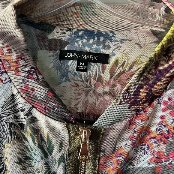 JOHN MARK NWT Women’s XS Floral Mesh Zip Front Jacket Shirt/ Fall Floral Jacket - Picture 5 of 6